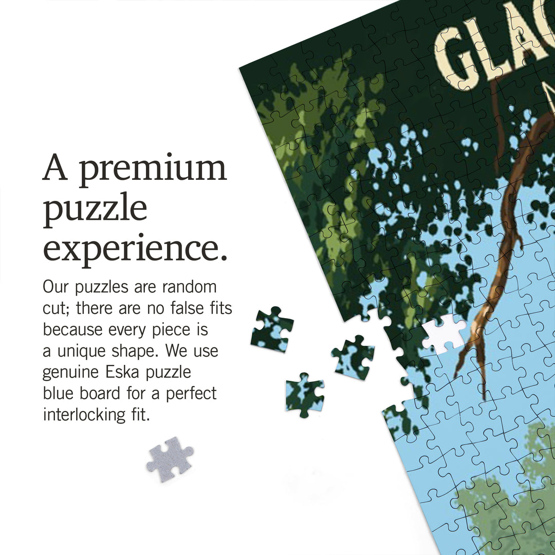 Glacier Park, Montana, Painterly, Roosevelt Elk, Jigsaw Puzzle Puzzle Lantern Press 