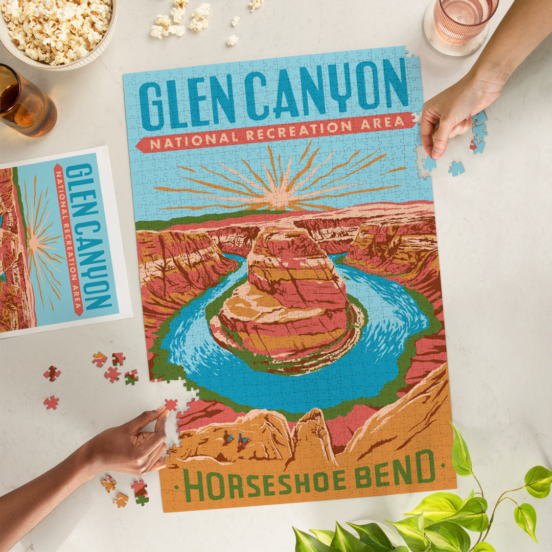 Glen Canyon National Recreation Area, Utah, Explorer Series, Horseshoe Bend, Jigsaw Puzzle Puzzle Lantern Press 