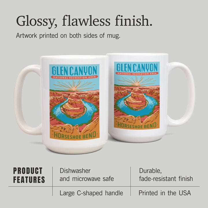 Glen Canyon National Recreation Area, Utah, Explorer Series, Horseshoe Bend, Lantern Press Artwork, Ceramic Mug Mugs Lantern Press 