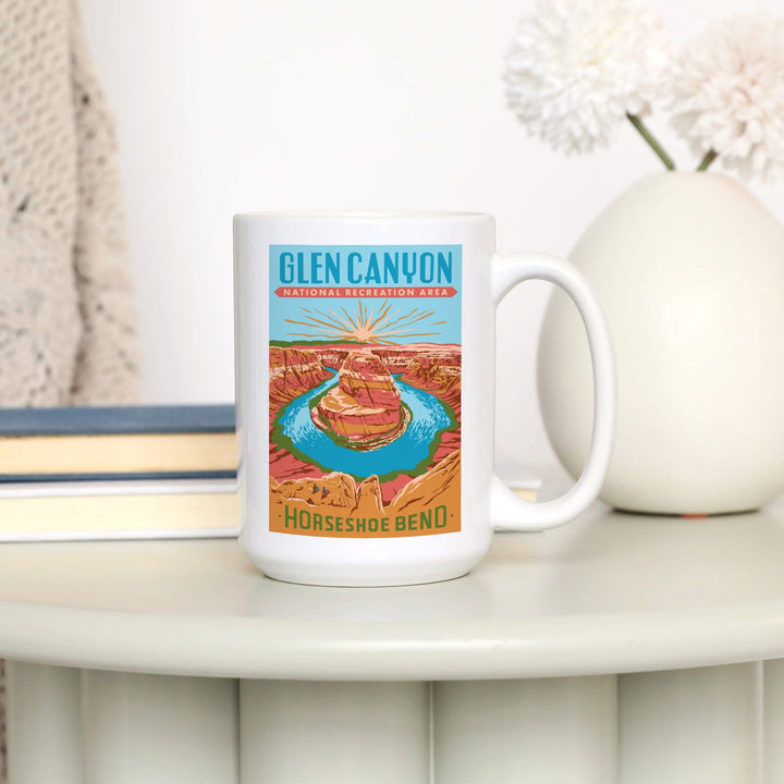 Glen Canyon National Recreation Area, Utah, Explorer Series, Horseshoe Bend, Lantern Press Artwork, Ceramic Mug Mugs Lantern Press 