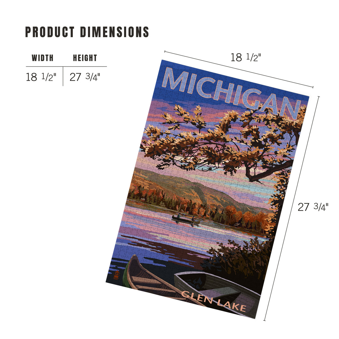 Glen Lake, Michigan, Lake Scene at Dusk, Jigsaw Puzzle Puzzle Lantern Press 