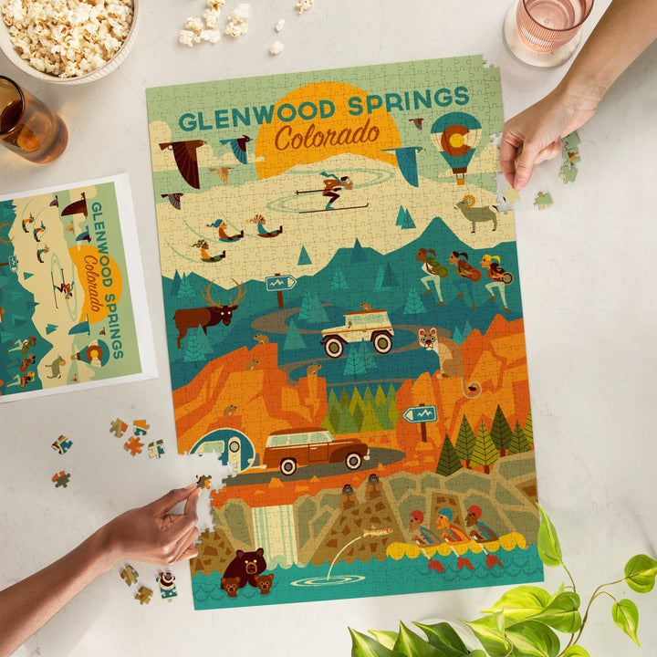 Glenwood Springs, Colorado, Geometric, Jigsaw Puzzle Puzzle Lantern Press 