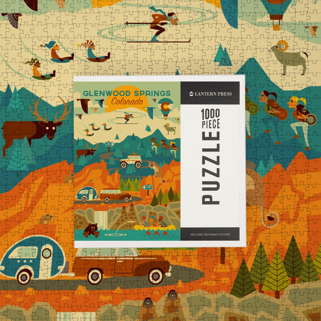 Glenwood Springs, Colorado, Geometric, Jigsaw Puzzle Puzzle Lantern Press 