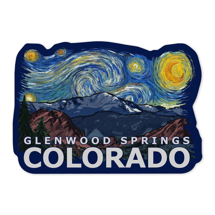 Glenwood Springs, Colorado, Starry Night, Contour, Vinyl Sticker - Lantern Press