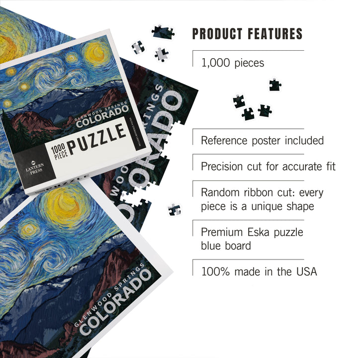 Glenwood Springs, Colorado, Starry Night, Jigsaw Puzzle Puzzle Lantern Press 