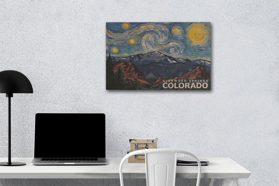 Glenwood Springs, Colorado, Starry Night, Lantern Press Artwork, Wood Signs and Postcards Wood Lantern Press 12 x 18 Wood Gallery Print 