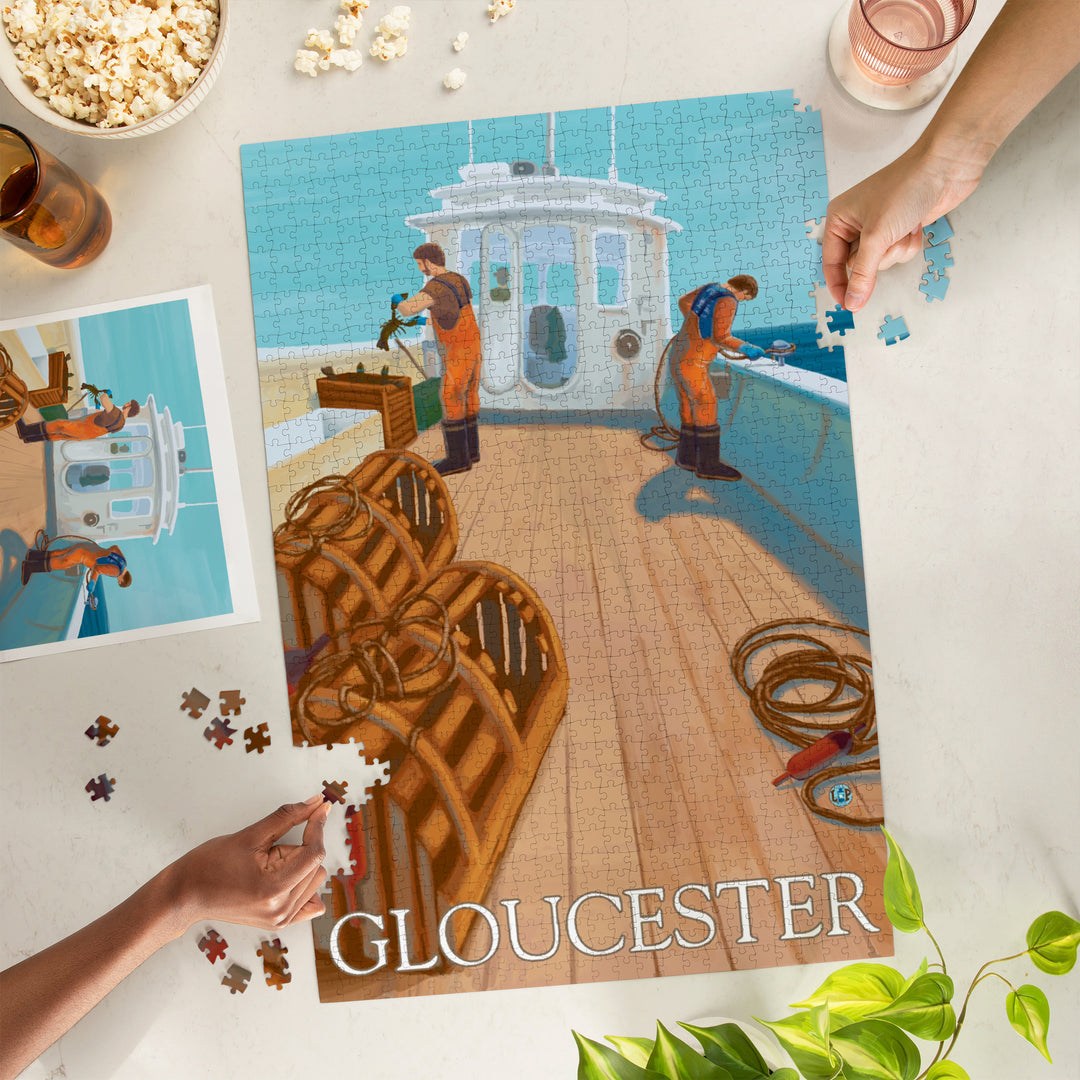 Gloucester, MA, Lobster Fishing, Jigsaw Puzzle Puzzle Lantern Press 