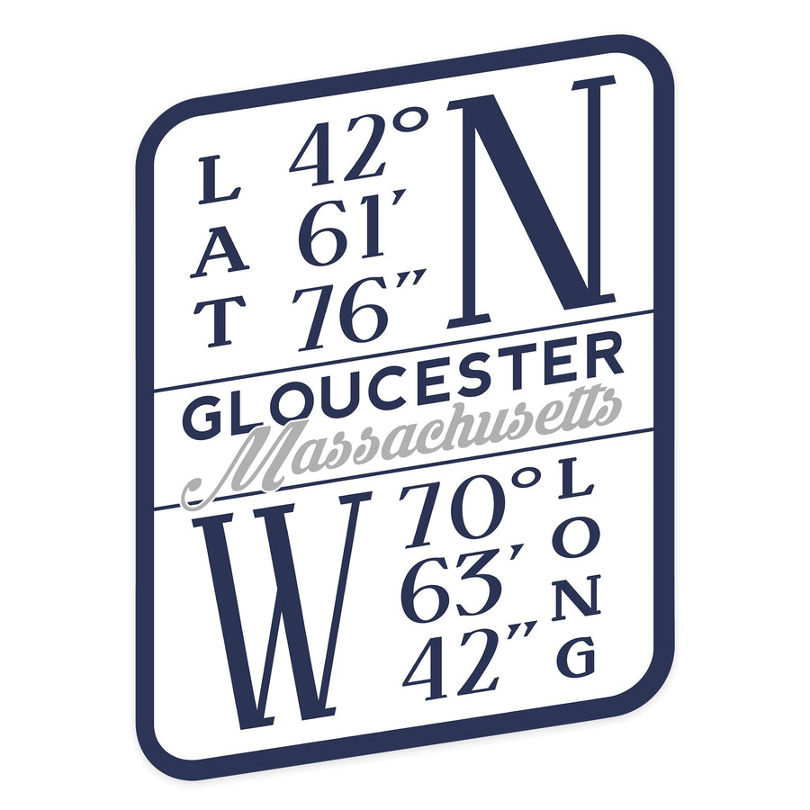 Gloucester, Massachusetts, Latitude and Longitude, Contour, Vinyl Sticker - Lantern Press