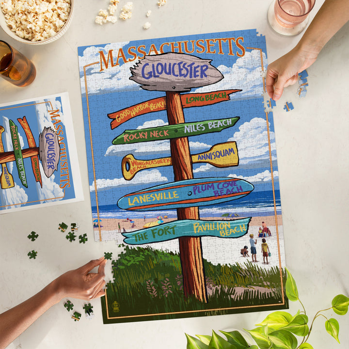 Gloucester, Massachusetts, Sign Destinations, Jigsaw Puzzle Puzzle Lantern Press 
