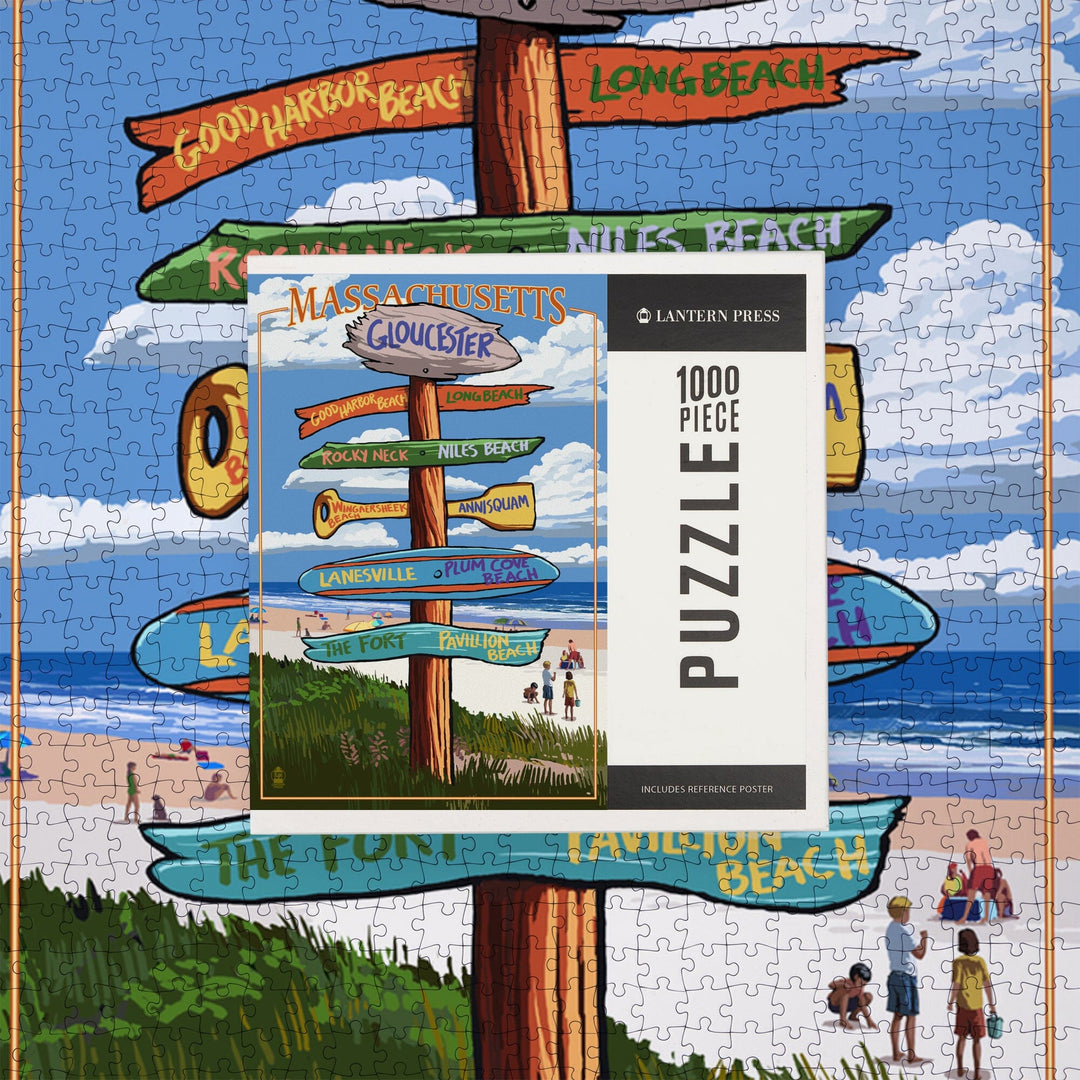 Gloucester, Massachusetts, Sign Destinations, Jigsaw Puzzle Puzzle Lantern Press 