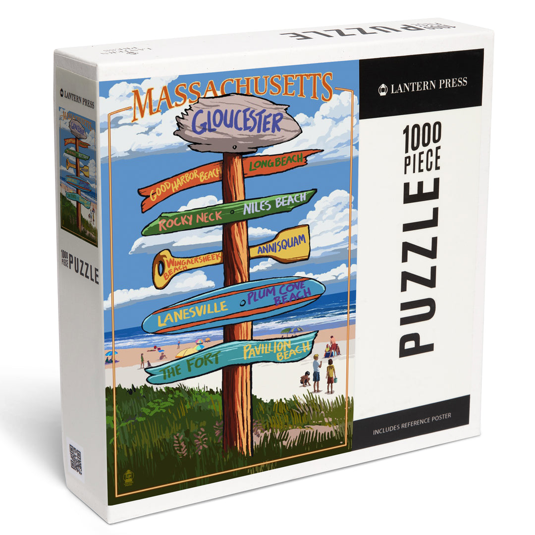 Gloucester, Massachusetts, Sign Destinations, Jigsaw Puzzle Puzzle Lantern Press 