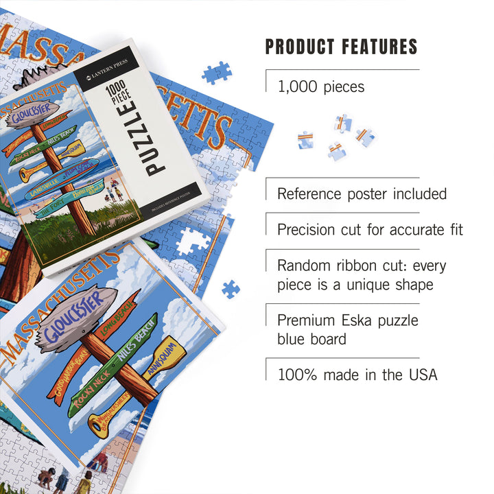Gloucester, Massachusetts, Sign Destinations, Jigsaw Puzzle Puzzle Lantern Press 