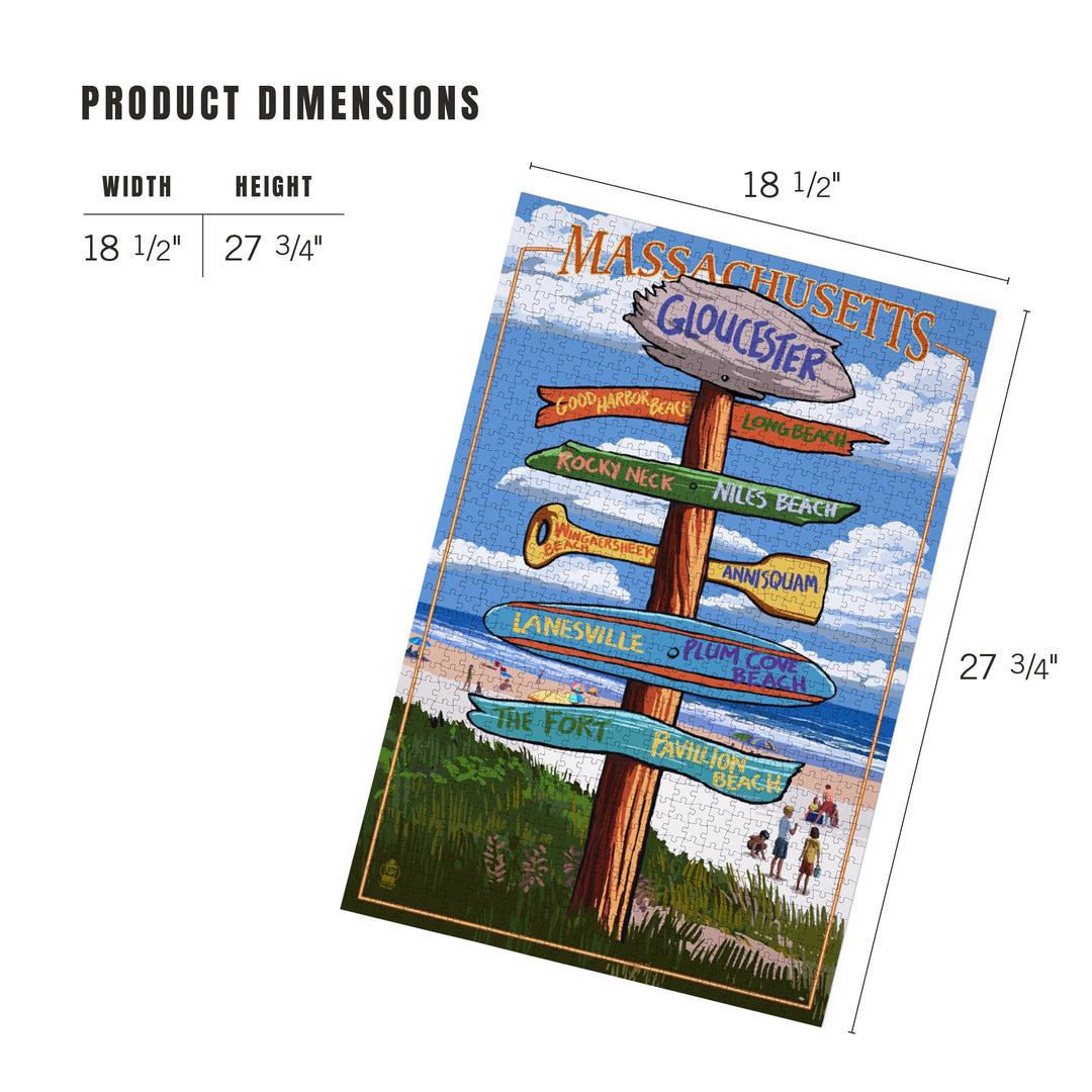 Gloucester, Massachusetts, Sign Destinations, Jigsaw Puzzle Puzzle Lantern Press 