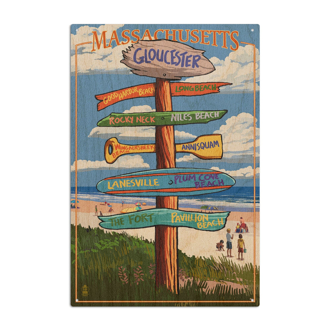 Gloucester, Massachusetts, Sign Destinations, Lantern Press Poster, Wood Signs and Postcards Wood Lantern Press 10 x 15 Wood Sign 
