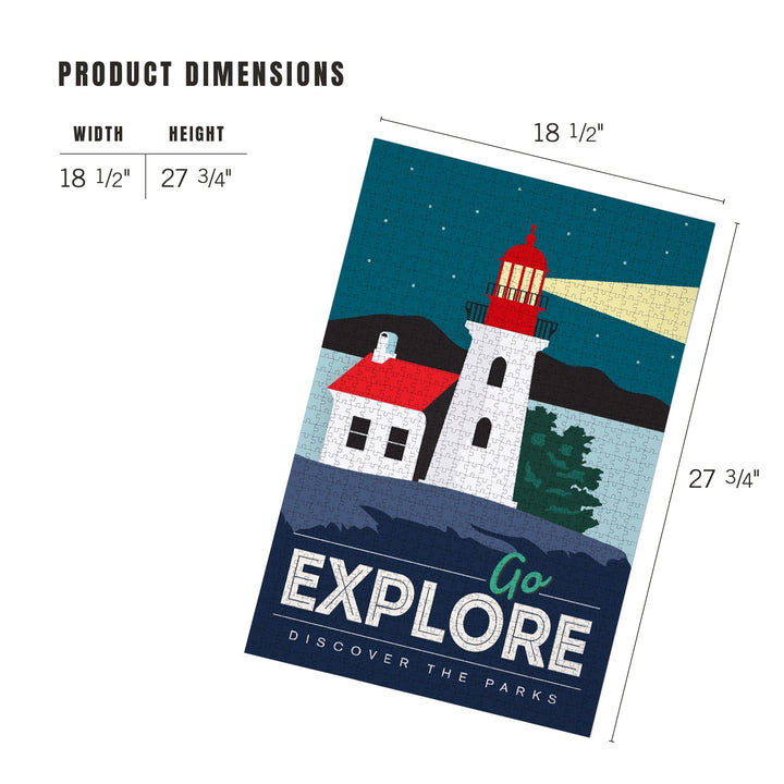 Go Explore (Lighthouse), Discover the Parks, Vector Style, Jigsaw Puzzle Puzzle Lantern Press 