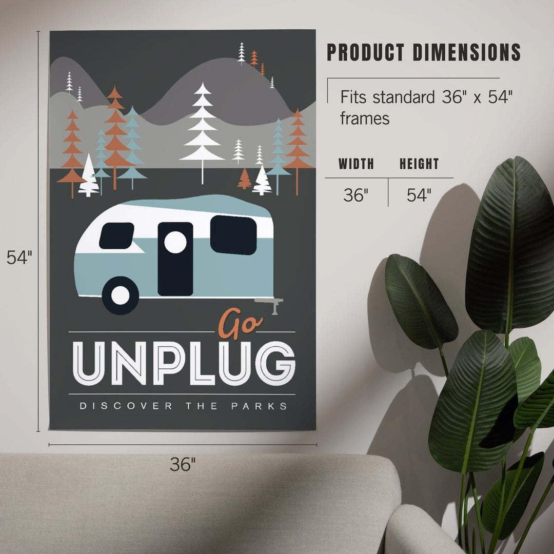 Go Unplug (Camper), Discover the Parks, Vector Style, Art & Giclee Prints Art Lantern Press 