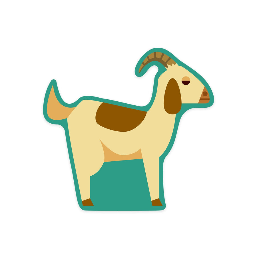 Goat, Male, Geometric, Contour, Vinyl Sticker Sticker Lantern Press 