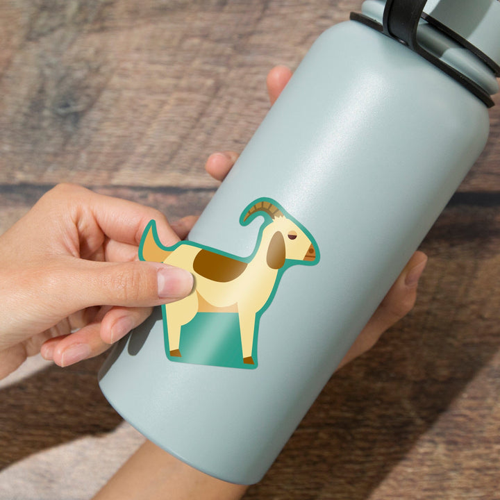 Goat, Male, Geometric, Contour, Vinyl Sticker Sticker Lantern Press 