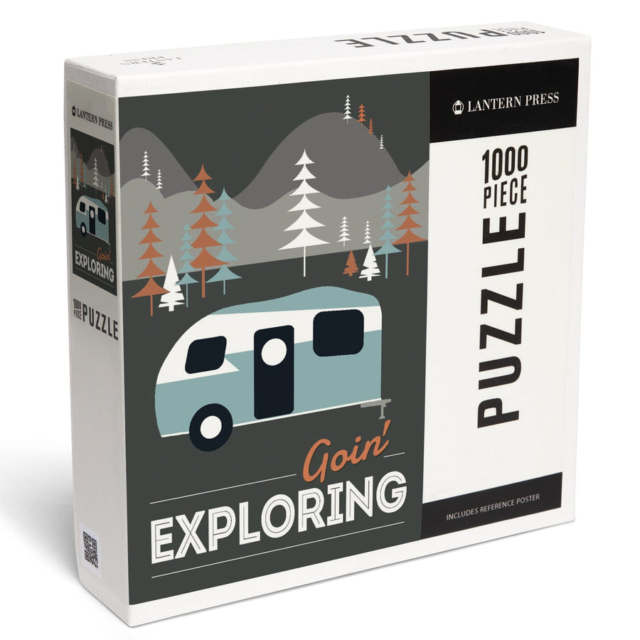 Goin' Exploring, Retro Camper, Jigsaw Puzzle Puzzle Lantern Press 