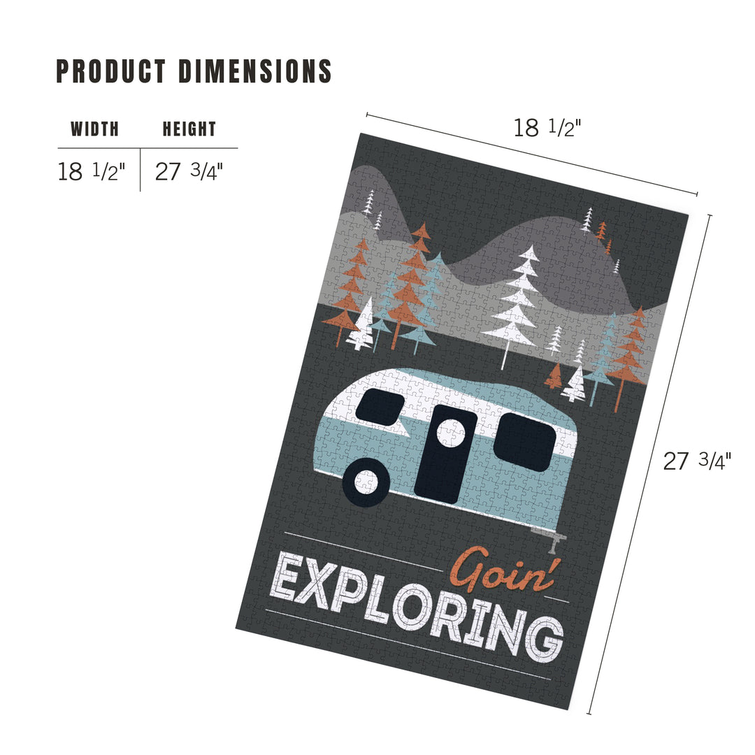 Goin' Exploring, Retro Camper, Jigsaw Puzzle Puzzle Lantern Press 