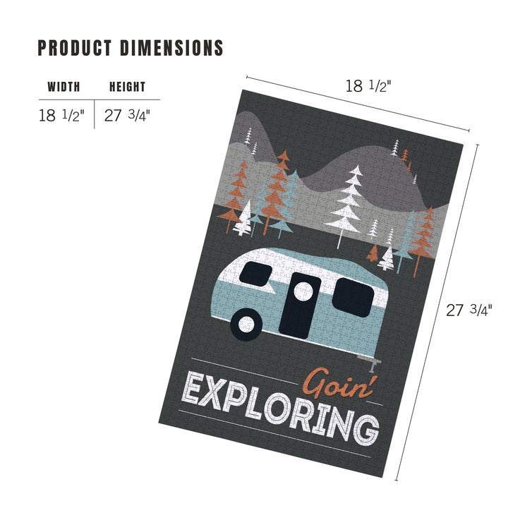 Goin' Exploring, Retro Camper, Jigsaw Puzzle Puzzle Lantern Press 