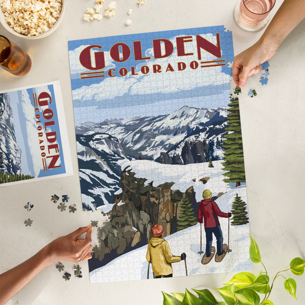 Golden, Colorado, Snowshoer Scene, Jigsaw Puzzle Puzzle Lantern Press 