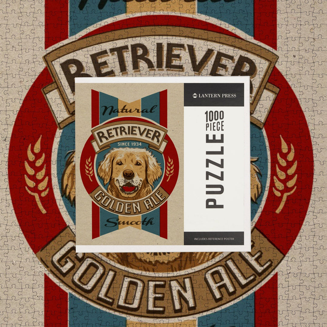 Golden Retriever Ale, Retro Beer Ad, Jigsaw Puzzle Puzzle Lantern Press 