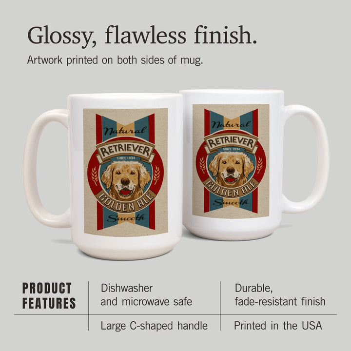 Golden Retriever Ale, Retro Beer Ad, Lantern Press Artwork, Ceramic Mug Mugs Lantern Press 