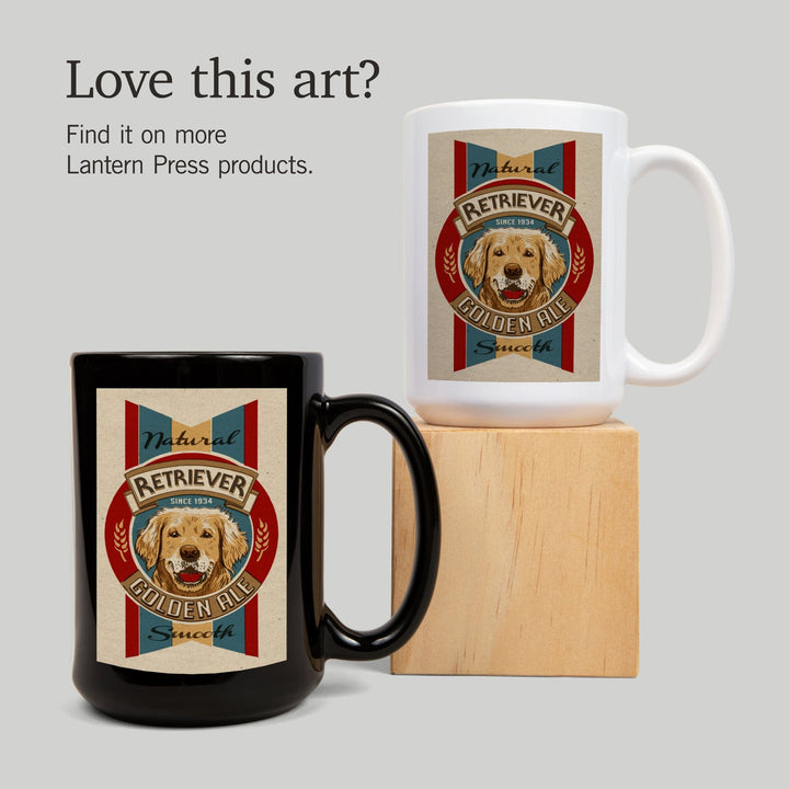 Golden Retriever Ale, Retro Beer Ad, Lantern Press Artwork, Ceramic Mug Mugs Lantern Press 