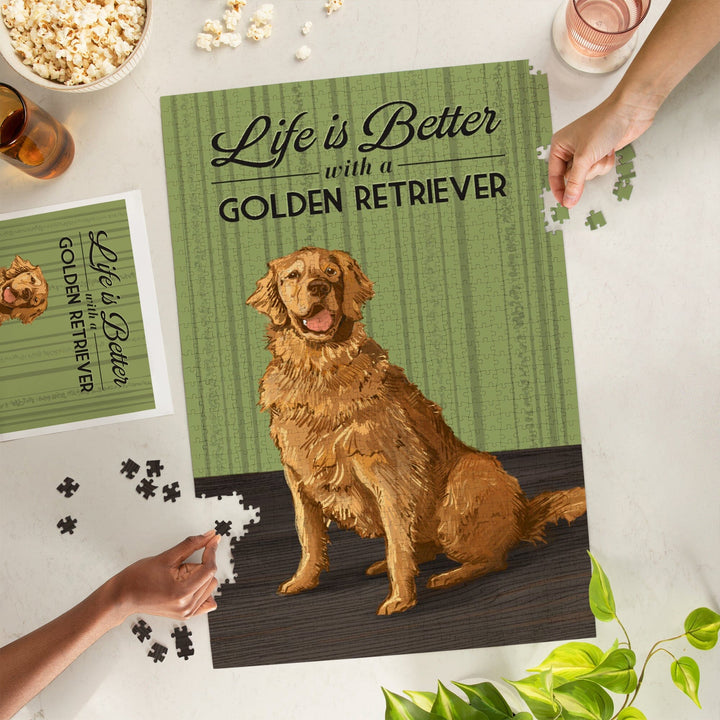 Golden Retriever, Life is Better, Jigsaw Puzzle Puzzle Lantern Press 