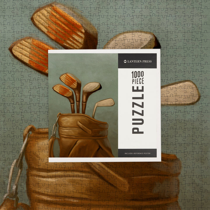 Golf Clubs, Oil Painting, Jigsaw Puzzle Puzzle Lantern Press 