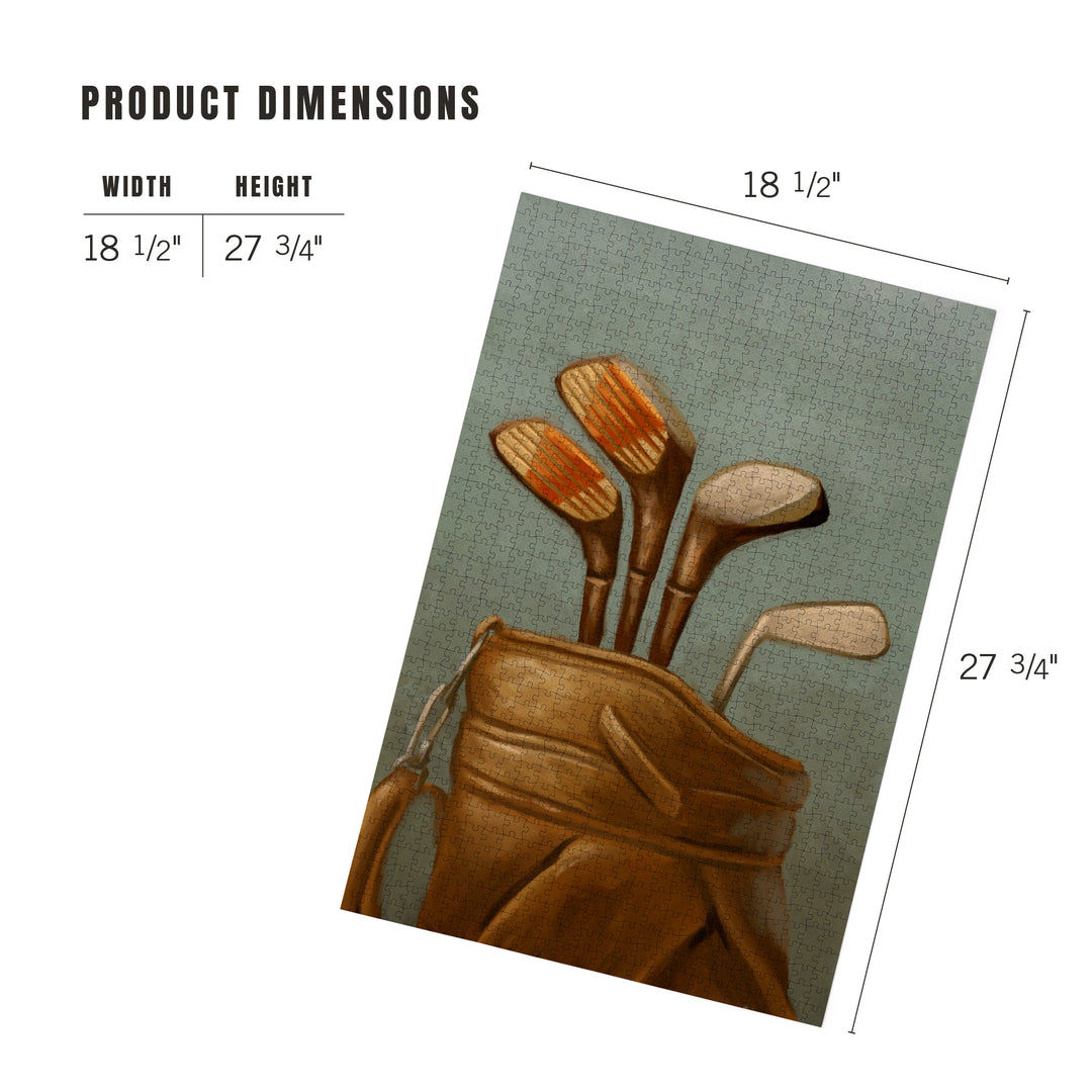 Golf Clubs, Oil Painting, Jigsaw Puzzle Puzzle Lantern Press 