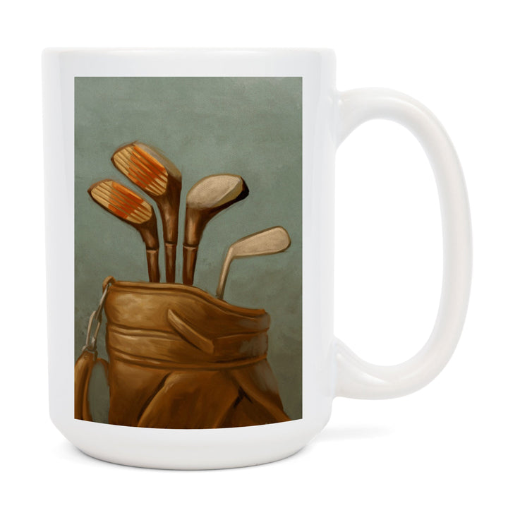 Golf Clubs, Oil Painting, Lantern Press Artwork, Ceramic Mug - Lantern Press