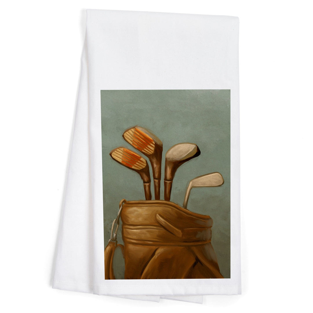 Golf Clubs, Oil Painting, Organic Cotton Kitchen Tea Towels - Lantern Press