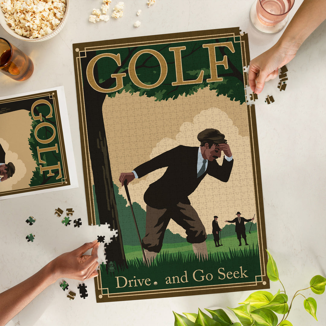 Golf, Drive and Go Seek, Jigsaw Puzzle Puzzle Lantern Press 