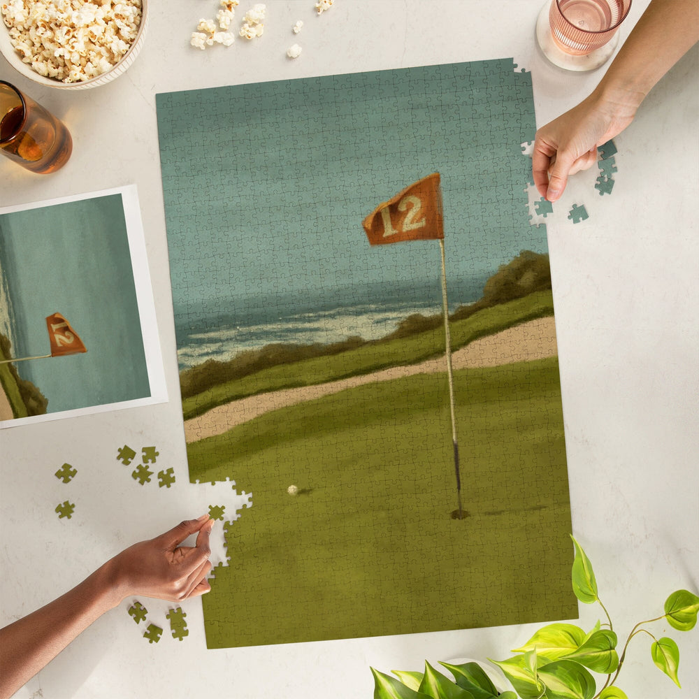 Golf Green, Oil Painting, Jigsaw Puzzle Puzzle Lantern Press 