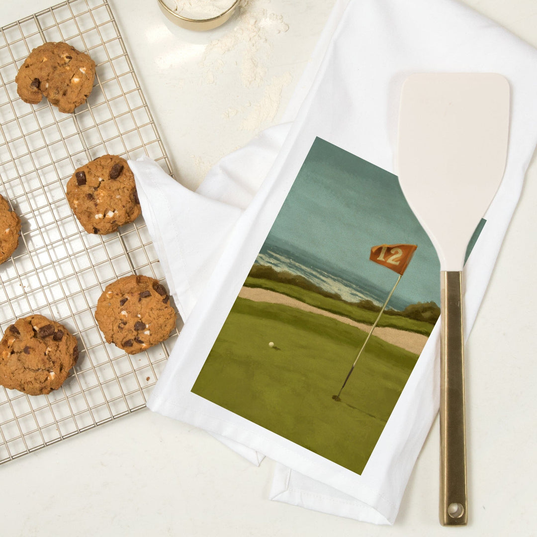 Golf Green, Oil Painting, Organic Cotton Kitchen Tea Towels Kitchen Lantern Press 