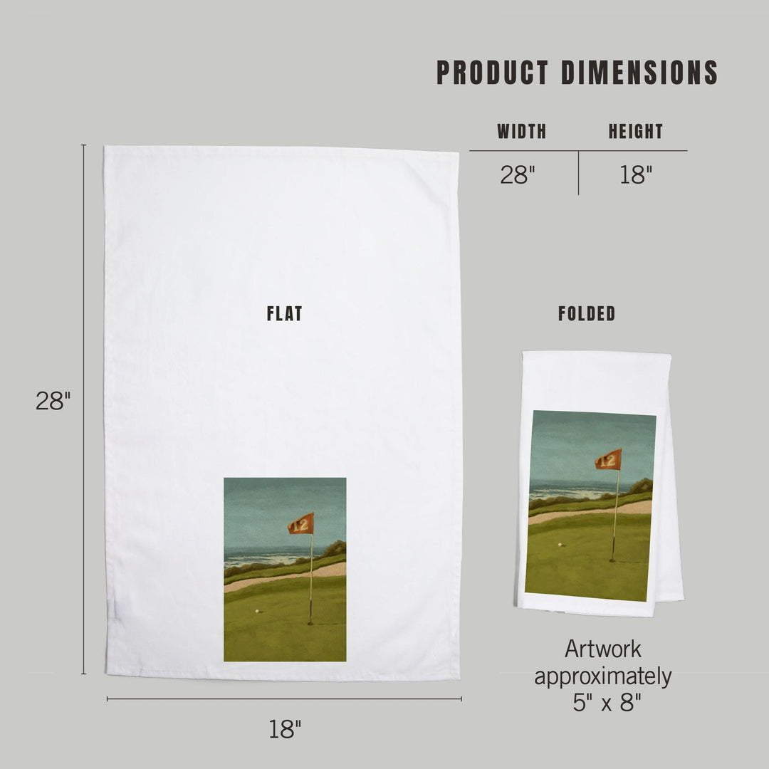 Golf Green, Oil Painting, Organic Cotton Kitchen Tea Towels Kitchen Lantern Press 
