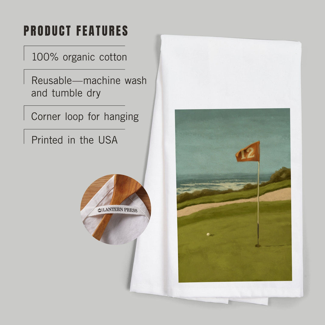 Golf Green, Oil Painting, Organic Cotton Kitchen Tea Towels Kitchen Lantern Press 