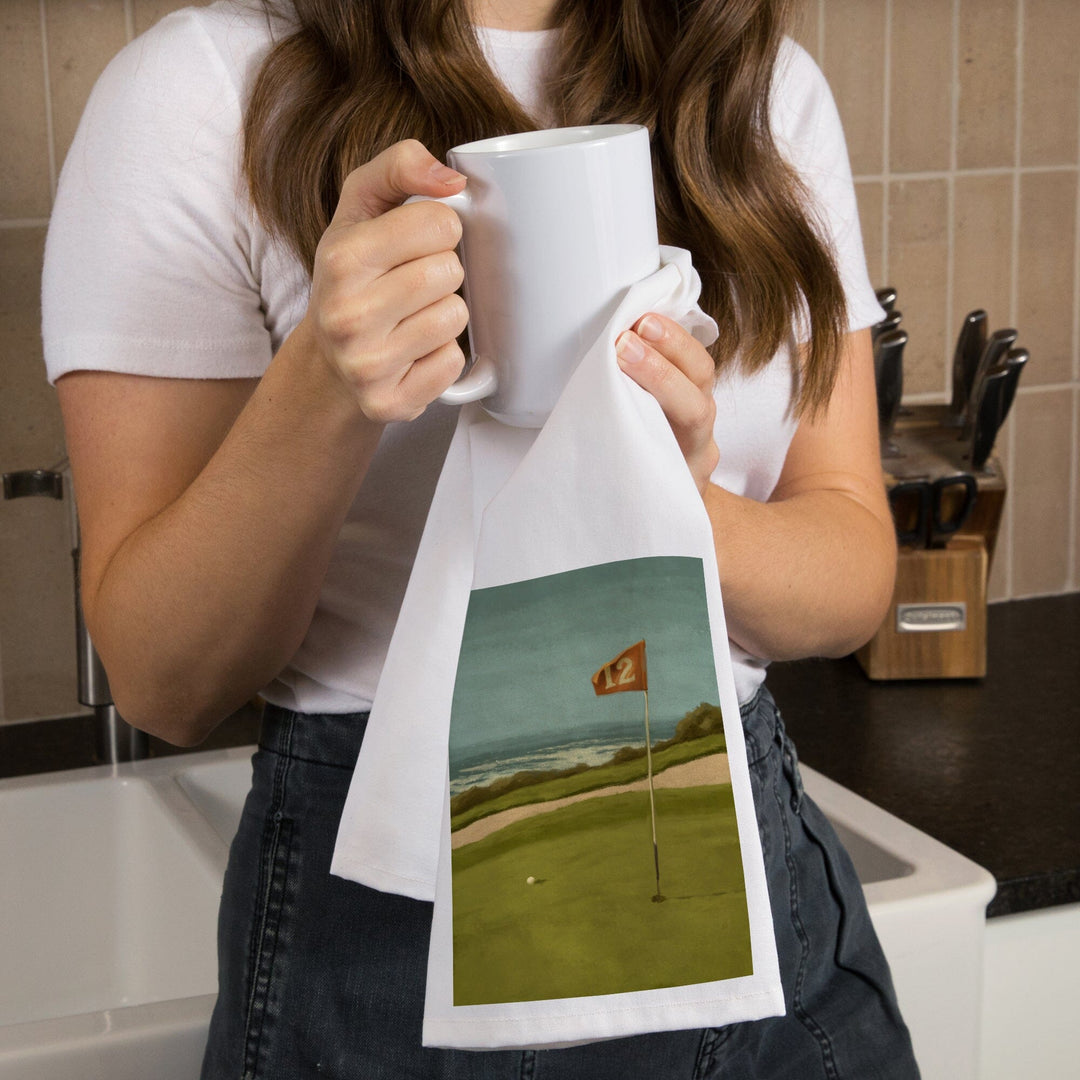 Golf Green, Oil Painting, Organic Cotton Kitchen Tea Towels Kitchen Lantern Press 