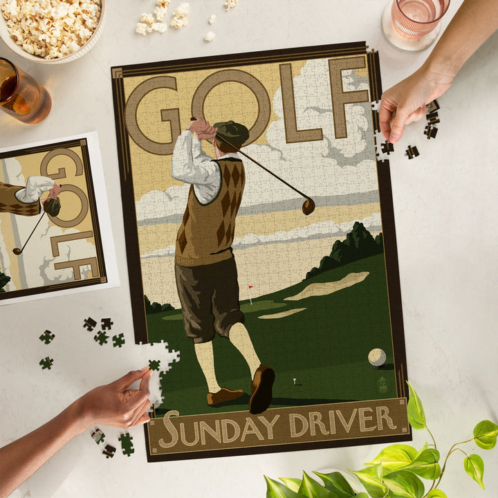Golf, Sunday Driver, Jigsaw Puzzle Puzzle Lantern Press 