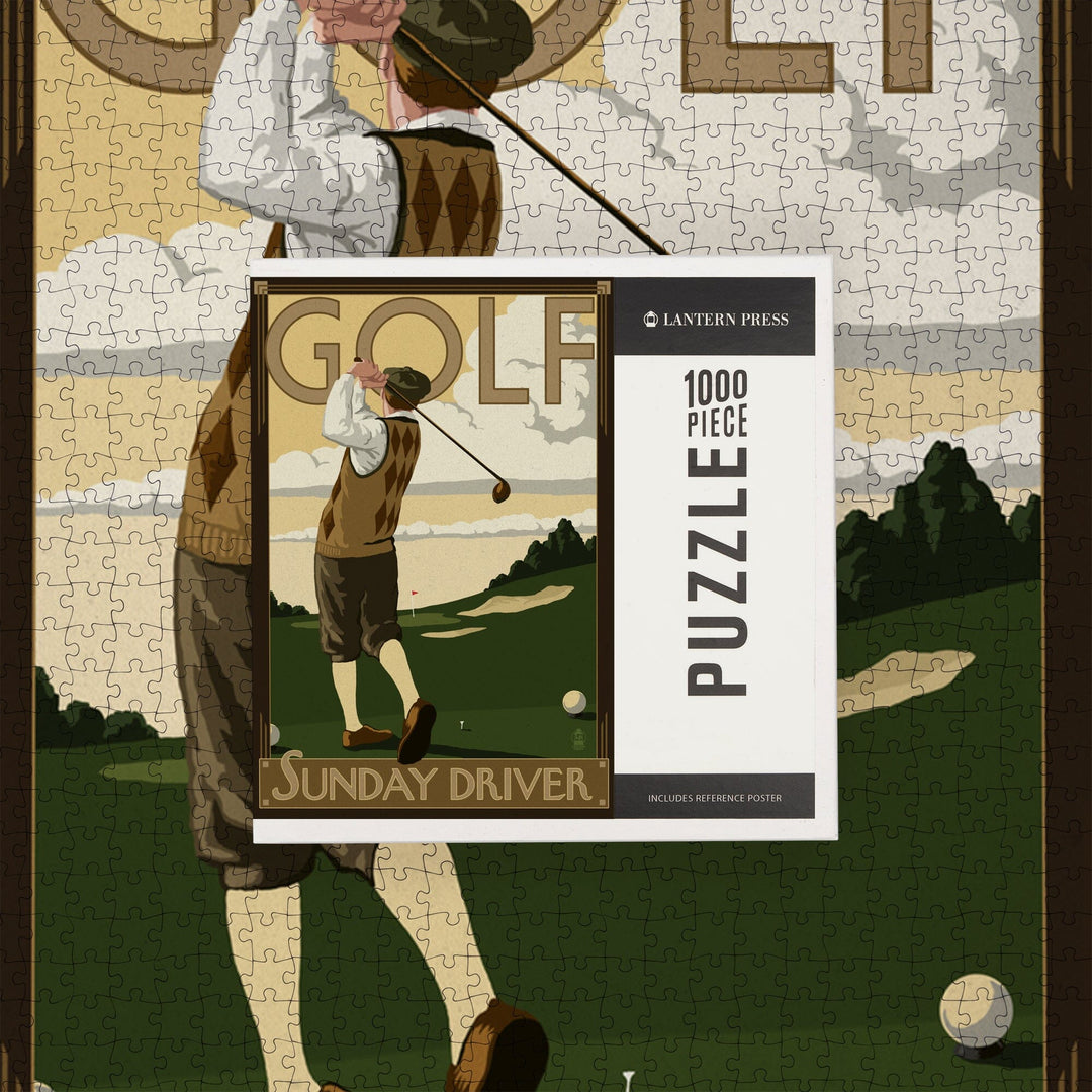 Golf, Sunday Driver, Jigsaw Puzzle Puzzle Lantern Press 