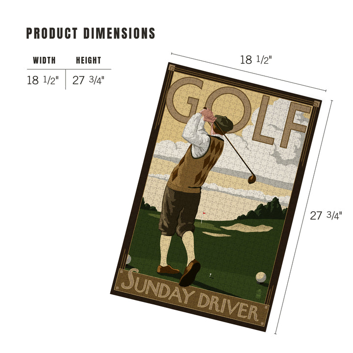 Golf, Sunday Driver, Jigsaw Puzzle Puzzle Lantern Press 