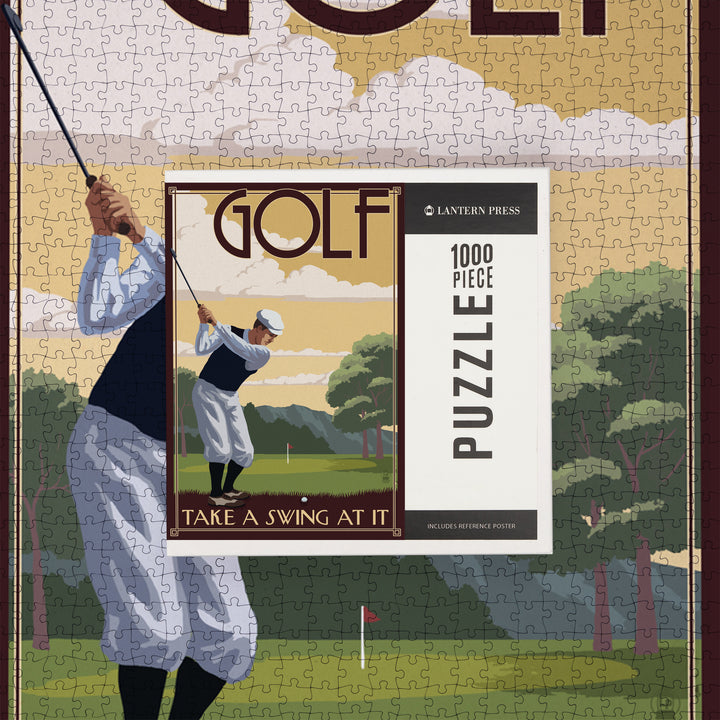 Golf, Take a Swing at It, Jigsaw Puzzle Puzzle Lantern Press 
