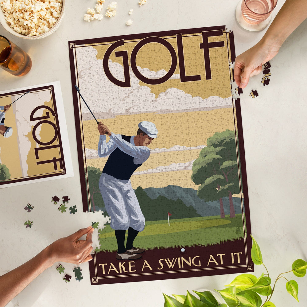 Golf, Take a Swing at It, Jigsaw Puzzle Puzzle Lantern Press 