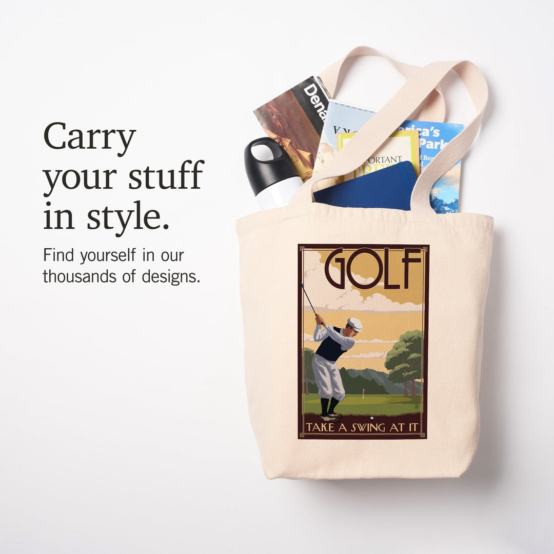 Golf, Take a Swing at It, Lantern Press Artwork, Tote Bag Totes Lantern Press 