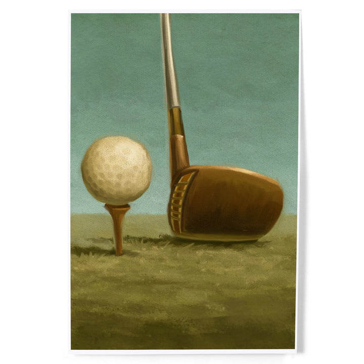 Golf, Tee and Club, Oil Painting, Art & Giclee Prints Art Lantern Press 