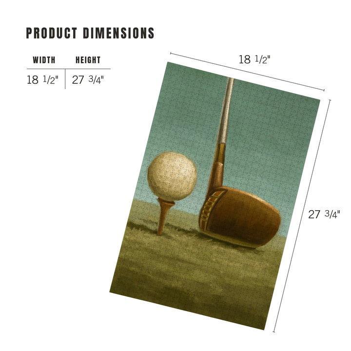Golf, Tee and Club, Oil Painting, Jigsaw Puzzle Puzzle Lantern Press 