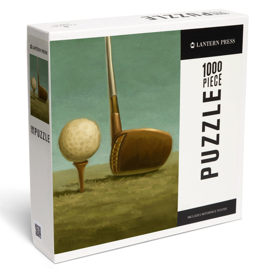 Golf, Tee and Club, Oil Painting, Jigsaw Puzzle Puzzle Lantern Press 