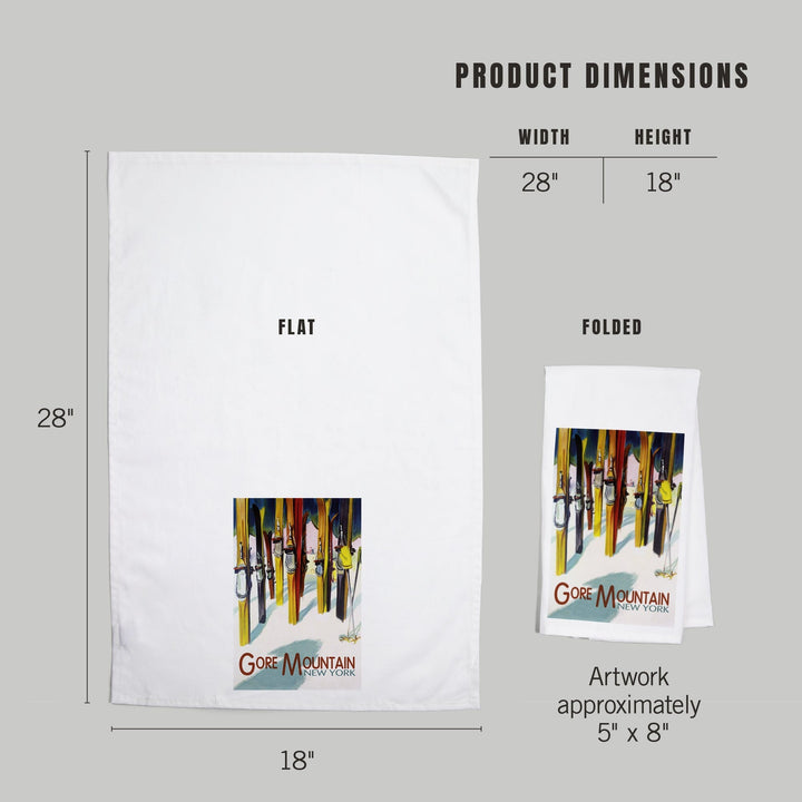 Gore Mountain, New York, Colorful Skis, Organic Cotton Kitchen Tea Towels Kitchen Lantern Press 